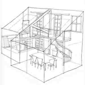 sketch of house perspective